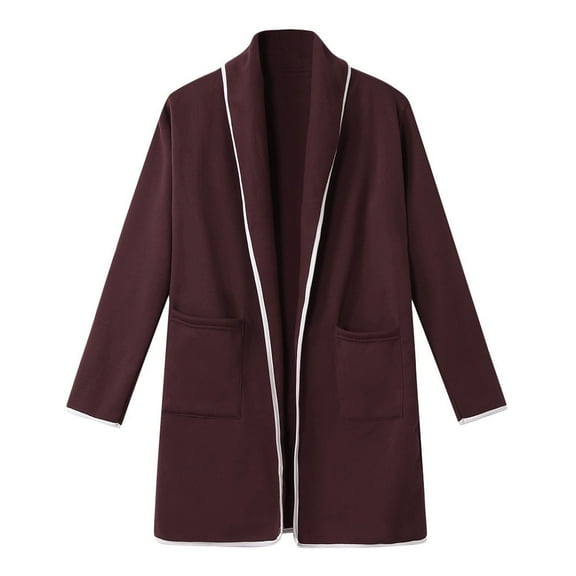 PMVFHDE Women's Autumn Winter Solid Color Mid-Length Cardigan, Loose Fit Versatile Knit Sweater, Comfortable and Warm for Casual Style Red，L