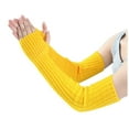thumbnail image 1 of PMVFHDE Women's Autumn Winter Solid Knit Fingerless Gloves, Long Ribbed Stacked Arm Sleeves for Warmth Yellow,One Size, 1 of 4