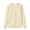 thumbnail image 1 of PMVFHDE Women's Basic Solid Color Drop Shoulder Crewneck Sweatshirt, Casual Long Sleeve Layering Pullover Top Light Yellow,XXL, 1 of 2