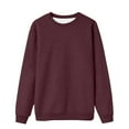 thumbnail image 1 of PMVFHDE Women's Basic Solid Color Drop Shoulder Crewneck Sweatshirt, Casual Long Sleeve Layering Pullover Top ,XXL, 1 of 2