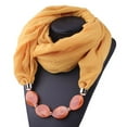 thumbnail image 1 of PMVFHDE Women's Bohemian Resin Pendant Necklace Scarf with Tassels, Ethnic Print Breathable Linen Wrap for Women, Decorative Neckpiece Scarf for Fashion Accessories Yellow, 1 of 1