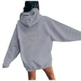 thumbnail image 1 of PMVFHDE Women's Bow Print Drawstring Pocket Pullover Hoodie, Casual Cute Long Sleeve Fall Sweatshirt Top Grey，XL, 1 of 7