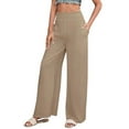 thumbnail image 1 of PMVFHDE Women's Casual High Waist Wide Leg Pants Straight Leg Relaxed Fit Comfortable Everyday Trousers Khaki,XXL, 1 of 4