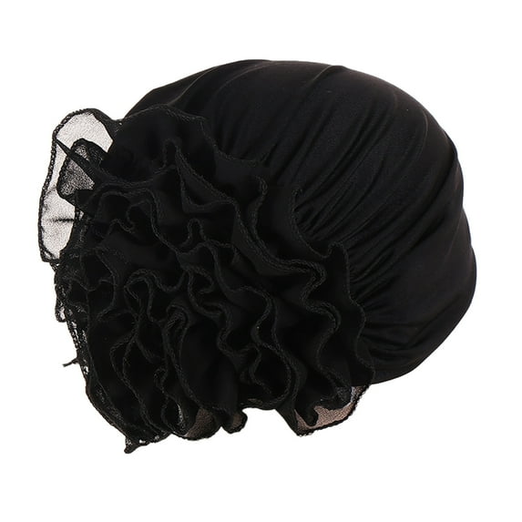 PMVFHDE Women's Casual Solid Color Floral Headwrap Loose Fit Turban Style Comfortable Head Cover Black