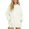 thumbnail image 1 of PMVFHDE Women's Casual Solid Color Pullover Hoodie Sweatshirt Jacket for Everyday Wear White，XXXL, 1 of 4