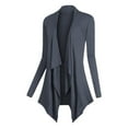 thumbnail image 1 of PMVFHDE Women's Casual Versatile Spring Autumn Solid Color Long Sleeve Irregular Hem Cardigan Fitted GY1,XXXL, 1 of 4