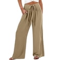 thumbnail image 1 of PMVFHDE Women's Casual Wide Leg Palazzo Pants High Waist Flowy Lightweight Comfortable Beach Trousers Khaki,XL, 1 of 4