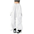 thumbnail image 1 of PMVFHDE Women's Casual Wide Leg Utility Pants Straight Leg Structured Style Jogger Pants White,XL, 1 of 5
