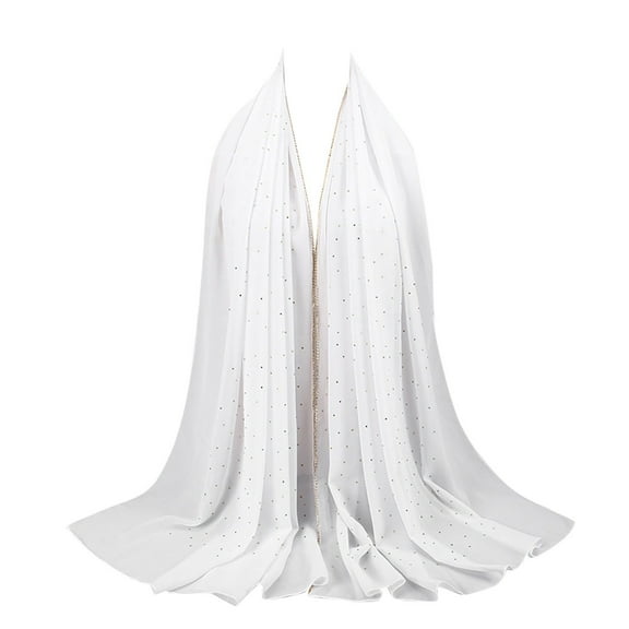 PMVFHDE Women's Chiffon Head Scarf Elegant Flowing Long Shawl Wrap Hijab Fashion Accessory for Spring and Summer Seasons White