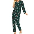 thumbnail image 1 of PMVFHDE Women's Christmas Holiday Pajama Set Flannel Long Sleeve Button Down Top & Pants, Festive Family Matching Sleepwear, Cozy Brushed Pajamas Plaid Loungewear Green,XL, 1 of 9
