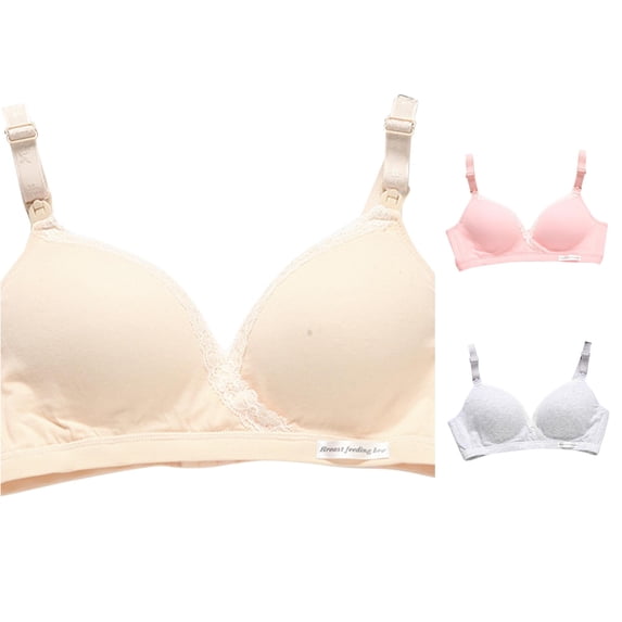 PMVFHDE Women's Convenient All Breastfeeding Nursing Maternity Bra Without Steel Ring Soft Stretch Full Coverage Adjustable Clasp Daily Wear Pregnancy Postpartum Wirefree Sleep Beige - XXXL