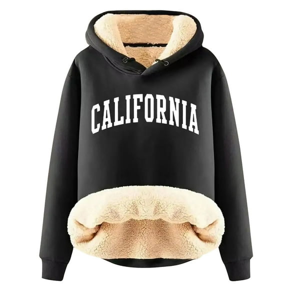 PMVFHDE Women's Cozy Cozy Pile Brushed Zip Up Hoodie Jacket, Warm Winter Lined Long Sleeve Cozy Outdoor Coat Black,XL