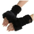 thumbnail image 1 of PMVFHDE Women's Cute Brushed Warm Wrist Gloves, Soft Fingerless Winter Gloves for Fashionable Cold Weather Use Black，One Size, 1 of 2