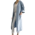 thumbnail image 1 of PMVFHDE Women's Daily Casual Versatile Elegant Solid Color Pocket Mid-Length Cardigan Relaxed Blue,XXL, 1 of 5