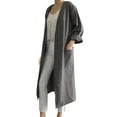 thumbnail image 1 of PMVFHDE Women's Daily Casual Versatile Elegant Solid Color Pocket Mid-Length Cardigan Relaxed Grey,XL, 1 of 5
