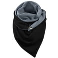thumbnail image 1 of PMVFHDE Women's Double Layer Snap Closure Triangle Scarf for Fall and Winter, Solid Color Warm Wrap for Women, Fashionable High Neck Style Scarf for Cold Weather Black, 1 of 5