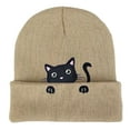 thumbnail image 1 of PMVFHDE Women's Embroidered Animal Knitted Winter Hat with Ear for Cold Weather Beige, 1 of 2