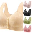 thumbnail image 1 of PMVFHDE Women's Front Buckle Bra Soft Wire-Free Wide Shoulder Strap Vest Style Comfortable Daily Wear Lightweight Breathable Full Coverage Supportive Seamless Design For Casual Light Yellow - 38, 1 of 4