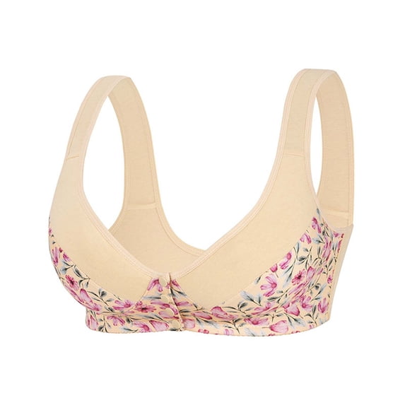 PMVFHDE Women's Front Buttoned Backless Seamless Adjustable Straps Bra Cup Design Casual Style Size Inclusive Underwear For Daily Wear Lightweight Breathable Supportive Unlined Soft Beige - XXXXL