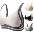 thumbnail image 1 of PMVFHDE Women's Front Side Buckle Lace Edge Wirefree Seamless Gathering Yoga Sleep Bra Adjustable Straps Comfort Fit -Ring Lightweight Breathable Activewear Blue - XL, 1 of 9