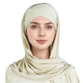 thumbnail image 1 of PMVFHDE Women's Head Cover Scarf with Cap and Cross Front Tie, Solid Color Head Wrap for Women, Breathable Protective Scarf for Outdoor Beige, 1 of 3