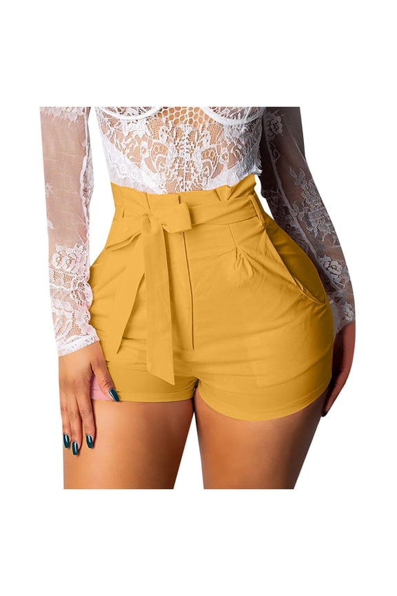 Women's High Waisted Hem Distressed Ripped Casual Shorts For Women Fashion Pure Color Drawstring Pants Khaki,XXXXXL