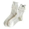 thumbnail image 1 of PMVFHDE Women's Japanese Cute Mesh Bow Socks, Girly Heart Stackable Socks, Fashion Socks for a Adorable Style Outfit White,One Size, 1 of 6