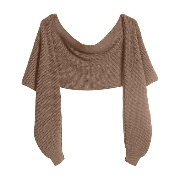 PMVFHDE Women's Knit Scarf with Sleeves for Fall and Winter, Solid Color Poncho Shawl for Women, Warm Long Sleeve Wrap for Outdoor Activities Coffee