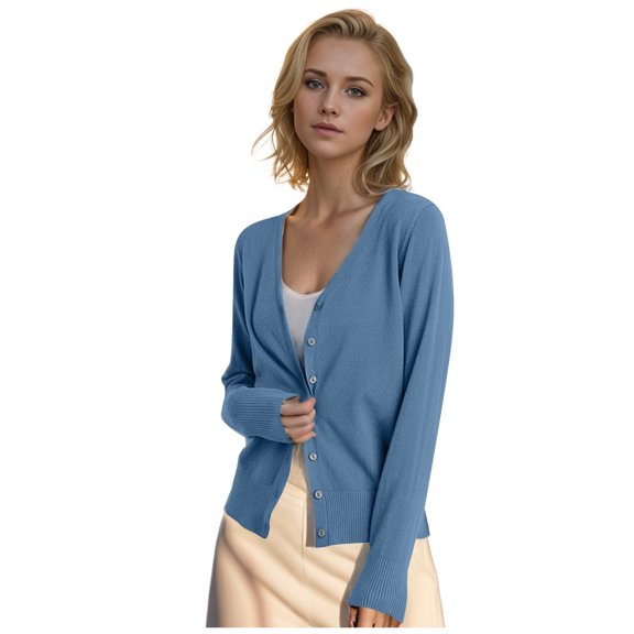 PMVFHDE Women's Knitted Cardigan Sweater Autumn Winter Coat Large Size Outerwear Cozy Long Sleeve Button Front Casual Warm Fashion Navy