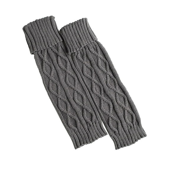 PMVFHDE Women's Knitted Wool Warm Leg Gaiters, Mid-Long Turn-Down Textured Pattern Boot Covers, Fall Winter Foot Sleeves and Stackable Sock Covers Grey,One Size