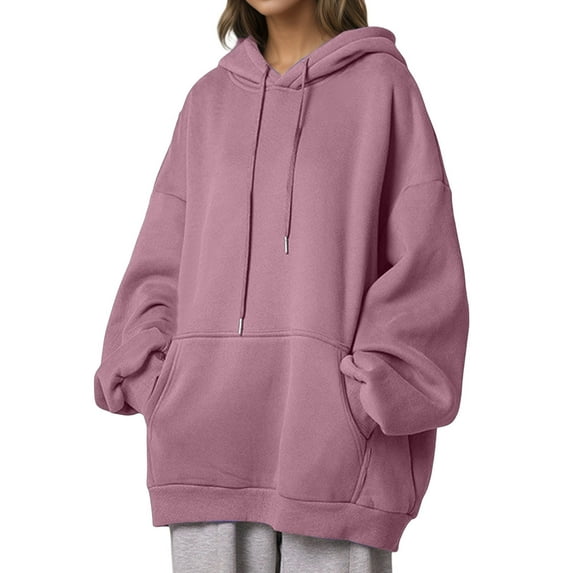 PMVFHDE Women's Korean Style Cozy Brushed Pullover Hoodie, Oversized Pocket Casual Comfort Sweatshirt PP3,L