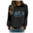 thumbnail image 1 of PMVFHDE Women's Letter Graphic Print Crewneck Sweatshirt, Trendy Oversized Long Sleeve Pullover for Fall Winter Black,XXL, 1 of 4