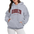 thumbnail image 1 of PMVFHDE Women's Letter Print Brushed Lined Hooded Sweatshirt with Pockets, Warm Casual Long Sleeve Pullover Grey，XXL, 1 of 4