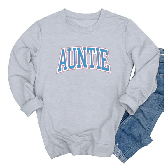 PMVFHDE Women's Letter Print Crewneck Sweatshirt, Casual Long Sleeve Pullover for Fall Winter Season Grey,XL