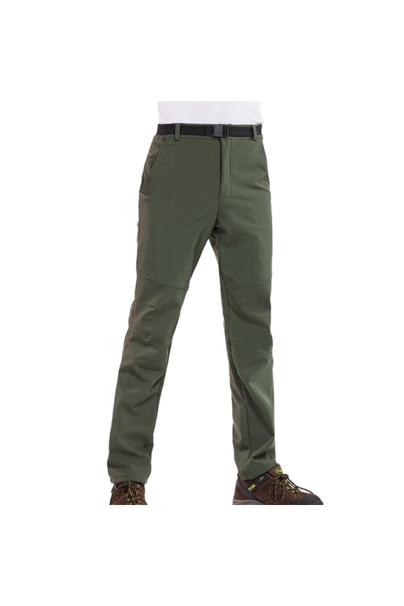 Women's Outdoor Thermal Pants Solid Color Slim Fit Thick Windproof Warm Lined Ski Hiking Long Pants Plus Size Army Green,S