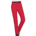 thumbnail image 1 of PMVFHDE Women's Outdoor Thermal Pants Solid Color Slim Fit Thick Windproof Warm Lined Ski Hiking Long Pants Plus Size Red,XXL, 1 of 3