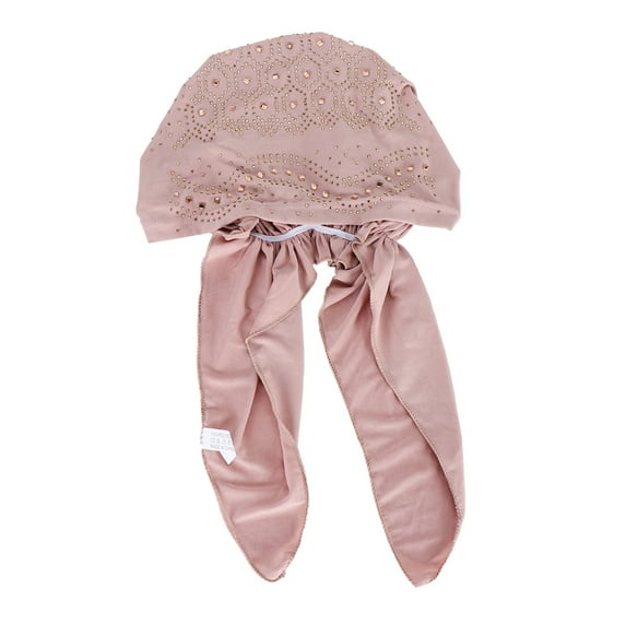 PMVFHDE Women's Rhinestone Headwrap Cap Stretchy Multiple Color Solid Liner Comfortable Pull On Cover Pink