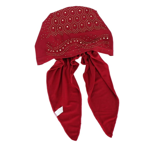 PMVFHDE Women's Rhinestone Headwrap Cap Stretchy Multiple Color Solid Liner Comfortable Pull On Cover