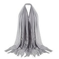 thumbnail image 1 of PMVFHDE Women's Sheer Lace Fringe Scarf Lightweight Spring Summer Shawl, Floral Embroidery Openwork Wrap for Women, Long Breathable Scarf for Outdoor Grey, 1 of 3