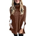 thumbnail image 1 of PMVFHDE Women's Solid Color High Neck Street Fashion Loose Knitted Sweater Tops with Shawl Collar Khaki,L, 1 of 5
