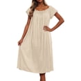 thumbnail image 1 of PMVFHDE Women's Solid Color Ice Silk Short Sleeve Knee-Length Loose Nightdress with Lace Sleeves Cooling Pajamas for Women, 1 of 4