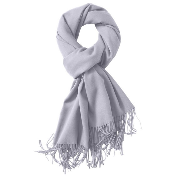 PMVFHDE Women's Solid Color Soft Scarf Winter Warm Thick Wrap, Comfortable Scarf for Women, Classic Fringe Scarf for Cold Weather Grey