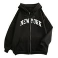thumbnail image 1 of PMVFHDE Women's Solid Color Zip Up Hoodie Winter Warm Jacket with Pockets Casual Loose Fit Daily Wear Long Sleeve Versatile OuterwearBlack，S, 1 of 5