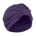 thumbnail image 1 of PMVFHDE Women's Solid Comfortable Square Headwrap Pull On Style Turban Cap Purple, 1 of 3