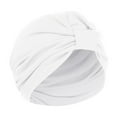 thumbnail image 1 of PMVFHDE Women's Solid Comfortable Square Headwrap Pull On Style Turban Cap White, 1 of 3