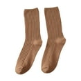 thumbnail image 1 of PMVFHDE Women's Stackable Socks, Mid-Calf Blended Fabric Solid Color Fashion Socks, Versatile Socks with a Classic Feel Coffee,One Size, 1 of 3
