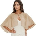 thumbnail image 1 of PMVFHDE Women's Summer Fresh Thin Chiffon Wrap Elegant Short Length Cape Dressy Cardigan Beige,One Size, 1 of 5