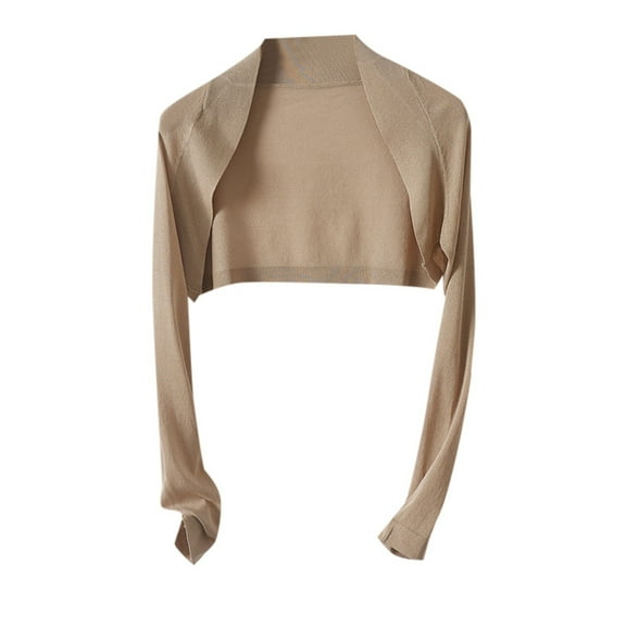PMVFHDE Women's Summer Short Length Cardigan Cover Up Sun Protective Shirt Cover Up Airy Layer Khaki,XXL