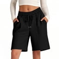 thumbnail image 1 of PMVFHDE Women's Summer Solid Color Outdoor Athletic Shorts For Women High Waist Elastic Drawstring 5 Inch Inseam Sport With Pockets Breathable Black,XL, 1 of 5