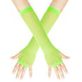 thumbnail image 1 of PMVFHDE Women's Summer Thick Fishnet Stretch Long Gloves, Punk Fingerless Nightclub Party Gloves Mint Green,One Size, 1 of 4